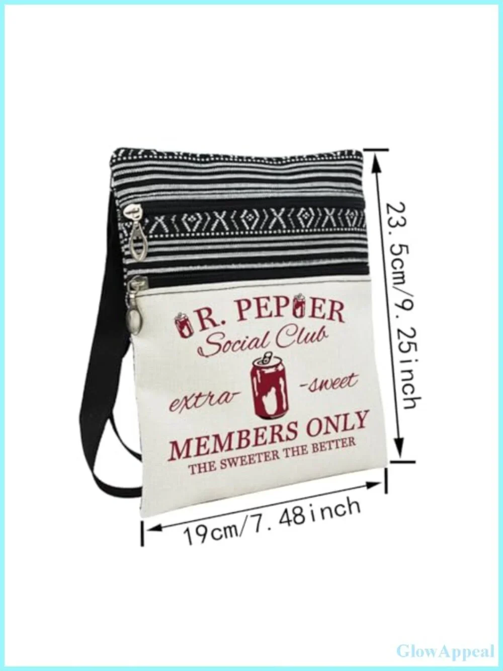 Polyester Ethnic Pattern Crossbody Messenger Bag Adjustable Strap
